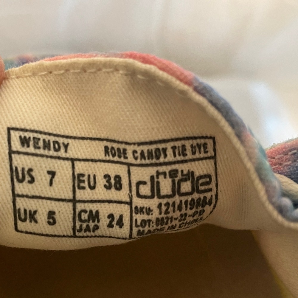 Hey Dude Wendy Rise Rose Candy Tie Dye Women's Size 7 Slip On Casual Shoes